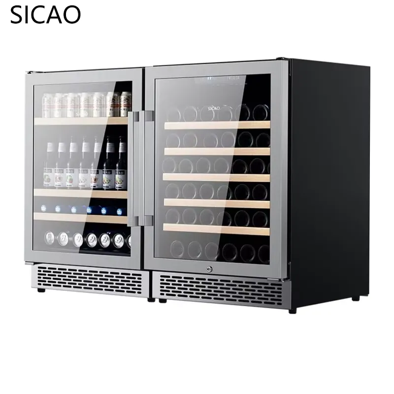 2 Door Wine Beer Fridge Glass  - Wine Beer Dual Zone 评论和价格